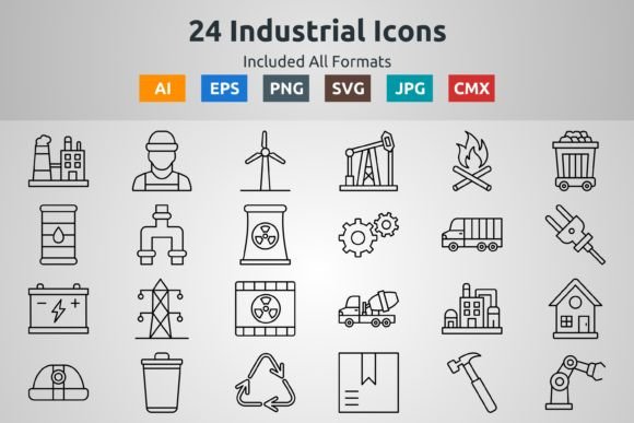 24 Industrial Outline Icons: A Strategic Tool for Modern Design and Communication