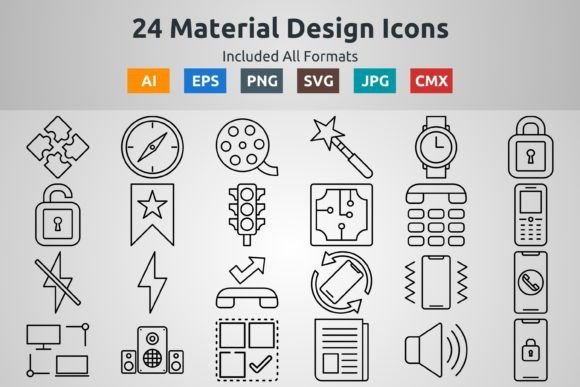 24 Office Outline Icons for Creative Projects