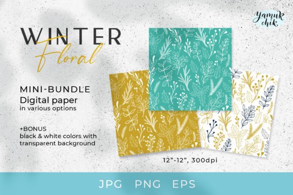 Christmas Floral Digital Papers BUNDLE: A Creative Resource for Holiday Projects