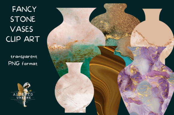 Fancy Stone Vases Clip Art