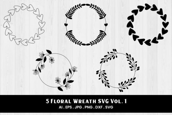 Floral Wreath SVG Vol. 1 5 Variations – A Creative Resource for Designers and Crafters