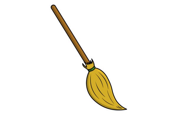 Spooky Design Magic Broom Clipart