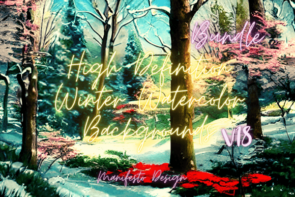 Winter Watercolor Background V18